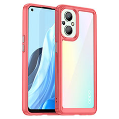Silicone Transparent Frame Case Cover J01S for Oppo Reno7 Z 5G Red