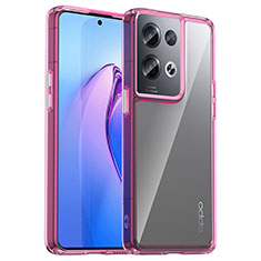 Silicone Transparent Frame Case Cover J01S for Oppo Reno8 Pro 5G Clove Purple