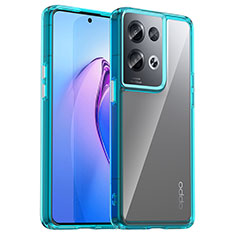 Silicone Transparent Frame Case Cover J01S for Oppo Reno8 Pro 5G Cyan