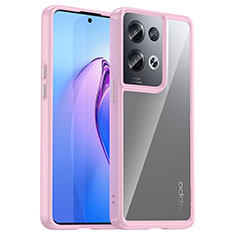 Silicone Transparent Frame Case Cover J01S for Oppo Reno8 Pro 5G Pink