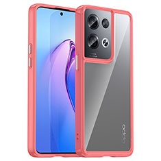 Silicone Transparent Frame Case Cover J01S for Oppo Reno8 Pro+ Plus 5G Red