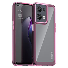 Silicone Transparent Frame Case Cover J01S for Oppo Reno9 5G Clove Purple