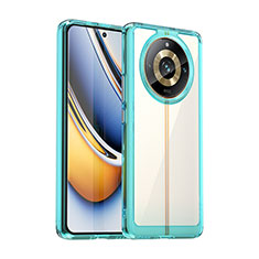 Silicone Transparent Frame Case Cover J01S for Realme 11 Pro+ Plus 5G Sky Blue