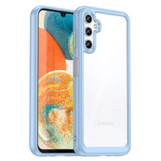 Silicone Transparent Frame Case Cover J01S for Samsung Galaxy A14 5G Blue