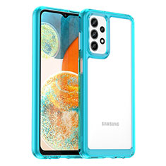 Silicone Transparent Frame Case Cover J01S for Samsung Galaxy A23 5G Cyan
