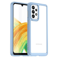 Silicone Transparent Frame Case Cover J01S for Samsung Galaxy A33 5G Blue