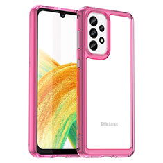 Silicone Transparent Frame Case Cover J01S for Samsung Galaxy A33 5G Hot Pink