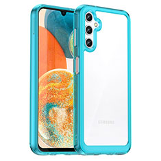Silicone Transparent Frame Case Cover J01S for Samsung Galaxy M44 5G Cyan