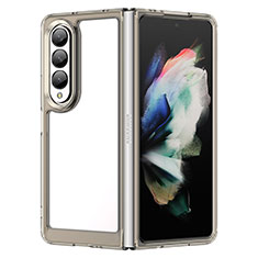 Silicone Transparent Frame Case Cover J01S for Samsung Galaxy Z Fold3 5G Gray