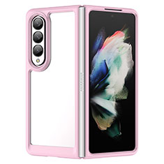 Silicone Transparent Frame Case Cover J01S for Samsung Galaxy Z Fold3 5G Pink