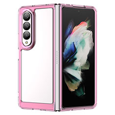 Silicone Transparent Frame Case Cover J01S for Samsung Galaxy Z Fold3 5G Rose Gold