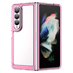 Silicone Transparent Frame Case Cover J01S for Samsung Galaxy Z Fold4 5G Rose Gold