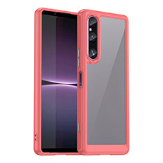 Silicone Transparent Frame Case Cover J01S for Sony Xperia 1 V Red