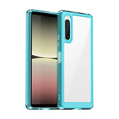 Silicone Transparent Frame Case Cover J01S for Sony Xperia 10 V Cyan