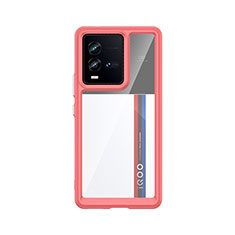 Silicone Transparent Frame Case Cover J01S for Vivo iQOO 10 5G Hot Pink