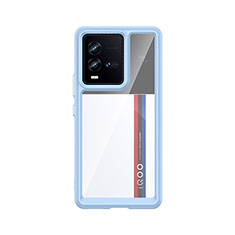 Silicone Transparent Frame Case Cover J01S for Vivo iQOO 10 5G Sky Blue