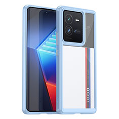 Silicone Transparent Frame Case Cover J01S for Vivo iQOO 10 Pro 5G Blue