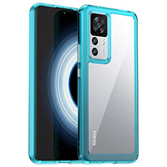 Silicone Transparent Frame Case Cover J01S for Xiaomi Mi 12T Pro 5G Cyan