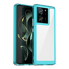 Silicone Transparent Frame Case Cover J01S for Xiaomi Mi 13T 5G Cyan