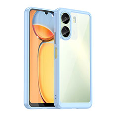 Silicone Transparent Frame Case Cover J01S for Xiaomi Poco C65 Blue