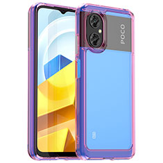 Silicone Transparent Frame Case Cover J01S for Xiaomi Poco M4 5G Clove Purple