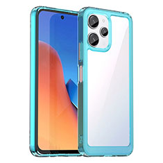 Silicone Transparent Frame Case Cover J01S for Xiaomi Poco M6 Pro 5G Cyan
