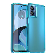 Silicone Transparent Frame Case Cover J02S for Motorola Moto G14 Blue