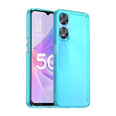 Silicone Transparent Frame Case Cover J02S for Oppo A58 5G Blue