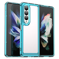 Silicone Transparent Frame Case Cover J02S for Samsung Galaxy Z Fold3 5G Cyan