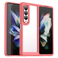 Silicone Transparent Frame Case Cover J02S for Samsung Galaxy Z Fold3 5G Red