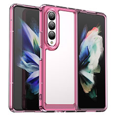 Silicone Transparent Frame Case Cover J02S for Samsung Galaxy Z Fold4 5G Rose Gold