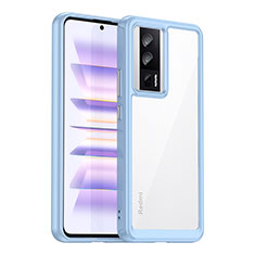 Silicone Transparent Frame Case Cover J02S for Xiaomi Poco F5 Pro 5G Blue