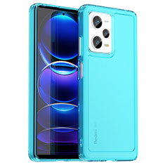 Silicone Transparent Frame Case Cover J02S for Xiaomi Redmi Note 12 Pro 5G Cyan
