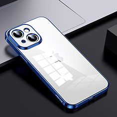 Silicone Transparent Frame Case Cover LD2 for Apple iPhone 13 Blue