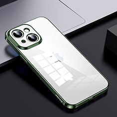 Silicone Transparent Frame Case Cover LD2 for Apple iPhone 13 Green