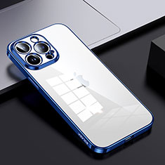 Silicone Transparent Frame Case Cover LD2 for Apple iPhone 13 Pro Blue
