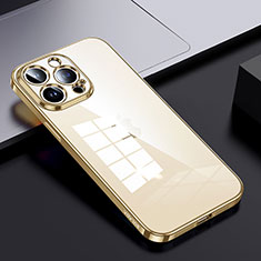 Silicone Transparent Frame Case Cover LD2 for Apple iPhone 13 Pro Gold