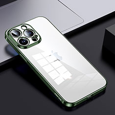 Silicone Transparent Frame Case Cover LD2 for Apple iPhone 13 Pro Green
