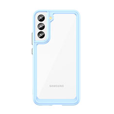 Silicone Transparent Frame Case Cover M03 for Samsung Galaxy S21 5G Blue