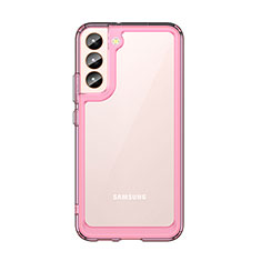 Silicone Transparent Frame Case Cover M03 for Samsung Galaxy S21 FE 5G Rose Gold