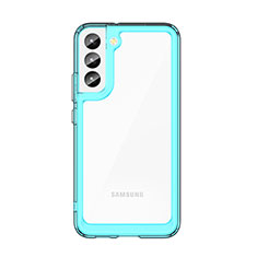 Silicone Transparent Frame Case Cover M03 for Samsung Galaxy S22 Plus 5G Cyan