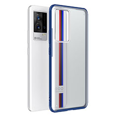 Silicone Transparent Frame Case Cover M03 for Vivo iQOO 8 5G Blue