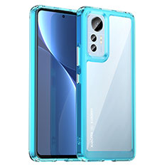 Silicone Transparent Frame Case Cover M06 for Xiaomi Mi 12 5G Sky Blue