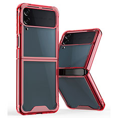 Silicone Transparent Frame Case Cover P01 for Samsung Galaxy Z Flip3 5G Red