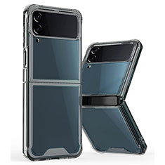 Silicone Transparent Frame Case Cover P01 for Samsung Galaxy Z Flip4 5G Gray