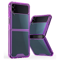 Silicone Transparent Frame Case Cover P01 for Samsung Galaxy Z Flip4 5G Purple