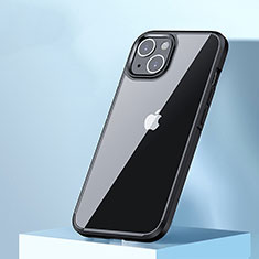 Silicone Transparent Frame Case Cover QC3 for Apple iPhone 15 Plus Black