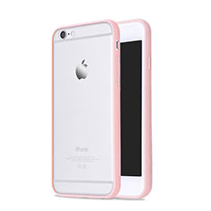 Silicone Transparent Matte Finish Frame Case for Apple iPhone 6 Pink