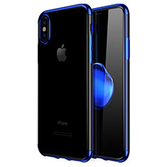 Silicone Transparent Matte Finish Frame Case for Apple iPhone Xs Max Blue