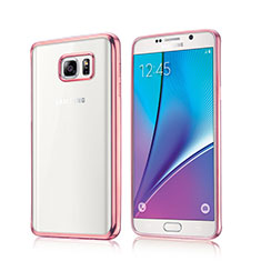 Silicone Transparent Matte Finish Frame Case for Samsung Galaxy Note 5 N9200 N920 N920F Pink